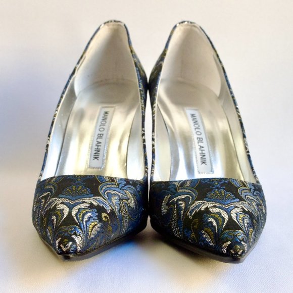 Manolo Blahnik BB 90 Printed Pump NWT Sole Protected - Picture 3 of 11